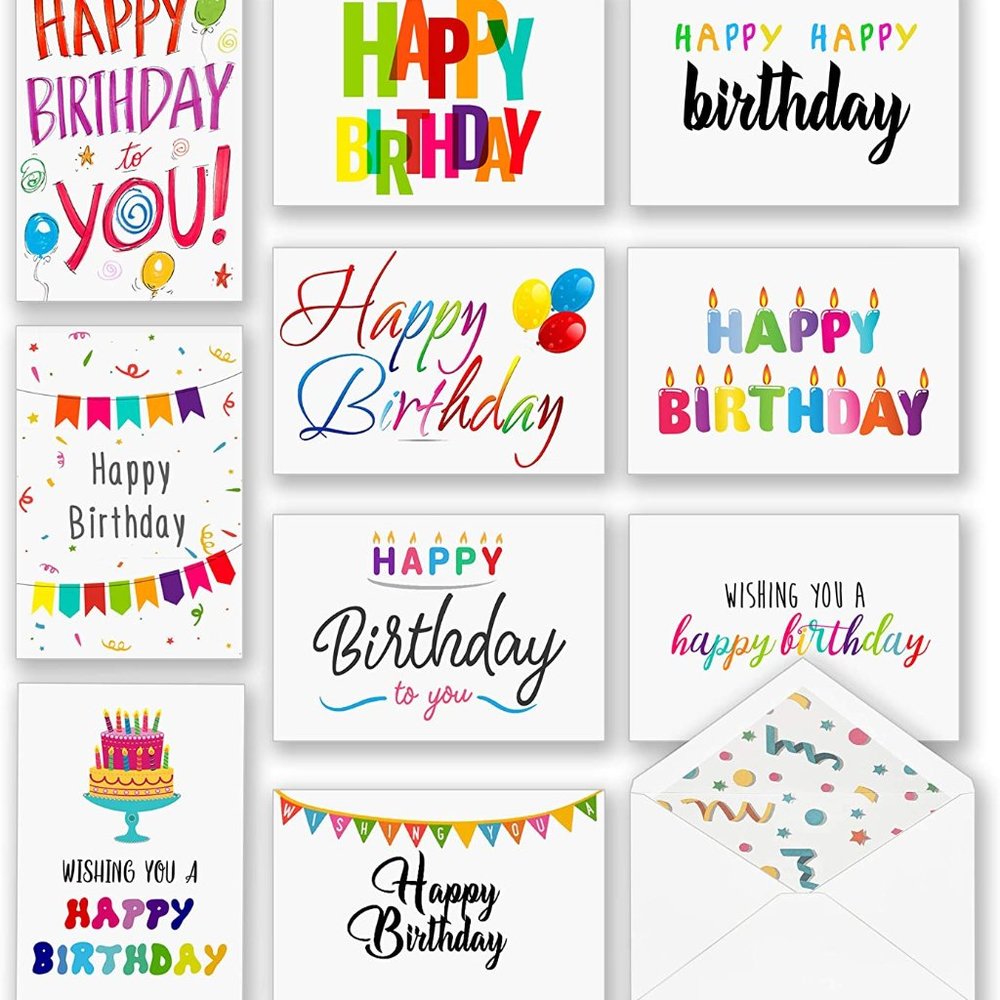 Happy Birthday Cards 100 pcs 5x7" with Envelopes